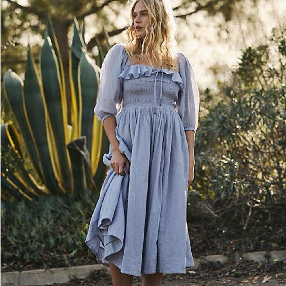 XL NWT Free People Oasis Midi Dress in Dried Hydrangea XL